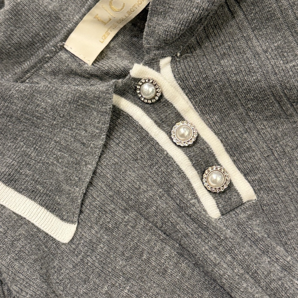 Lizette Collection Ribbed Gray Sweater Medium - Picture 5 of 10